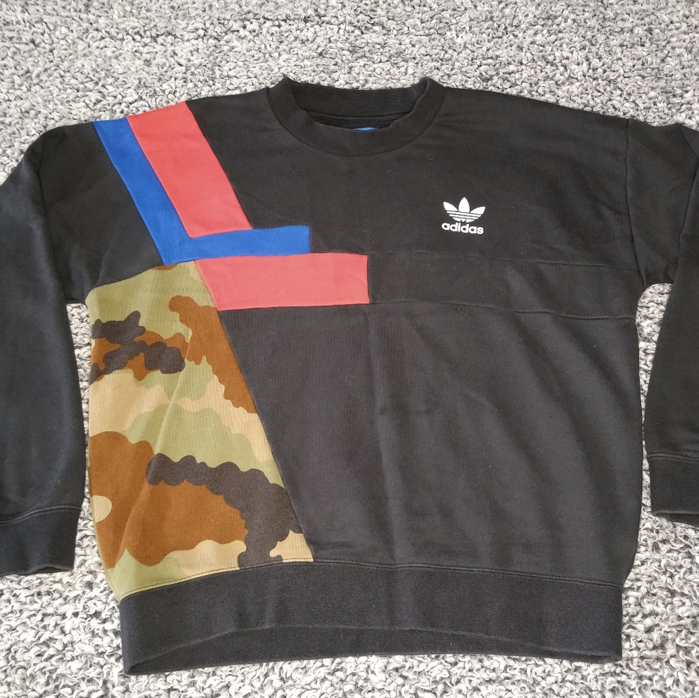 Adidas Originals Pullover Sweatshirt Red Blue Camo